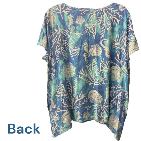 Chico's Oceanic Print Short Sleeve Top - Picture 5 of 6